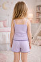 Girl's Cotton Bowknot Strap Shorts Pajama Set - 4