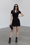 Women's Black Lace Detailed Square Neck Knitted Blouse - 4