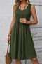 Women's Strappy Round Neck Front Pleated Short Aerobin Dress