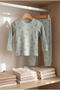 Unisex Girls' and Boys' Pajama Set, 100% Cotton, Ribbed, Soft Textured, Patterned, Long Sleeve, Ages 1-5 - 3