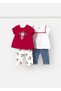 Baby Girl 4-Piece T-Shirt Leggings Set Red 1736