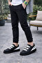 Zrj029 laceless 3-striped elastic legend men's daily sneaker - black/white
