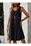 Women's Strappy Round Neck Front Pleated Short Aerobin Dress - 2
