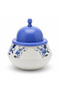 Dallah Addar White Floral Metal Date Pot with Purple Lid for Decorative Table Display – 20 cm