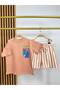 Boy's Salmon Color Suit with Back Print Detail - 4