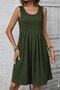 Women's Strappy Round Neck Front Pleated Short Aerobin Dress - 3