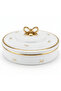 Luxe White & Gold Ceramic Candy Box with Lid Decorative Storage Container