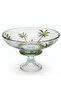 Cy. Chaoyun Elegant Footed Glass Fruit Bowl with Green Palm Tree Design for Serving & Decoration