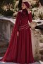Satin Textured Janjanlı Evening Dress Shawl Claret Red 102 - 6