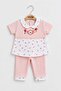 Baby girl koala embroidered 2-piece set 0-3-6-9 months summer thin ribbed 100% cotton top and bottom set - 2