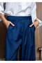 Double Pleats Trousers - Navy Blue - Women's Modest Pants Premium Fabric Comfortable Fit - 5
