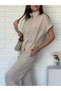Smocked short sleeve parachute modal suit stone - 5