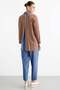 Ruffle Detailed Collar Half Placket Tunic Trouser Set Brown - 4