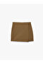 High Waist Pocket Detailed Viscose Blend Mini Skirt with Shorts - 4