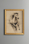 Running Horse Sketch Drawing - Vintage Patterned Frame - Fine Model