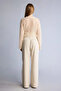 D4467Axbg123 Beige Wide Leg Double Pocket High Waist Standard Length Modal Trousers - 5