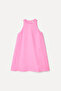 Women's Pink A-Form Sleeveless Linen Mini Dress