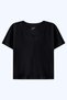 Woman's 100% cotton v-neck t-shirt black - 4