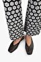 Women's Selira Black Leather Perforated Ballerinas