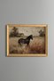 Horse Figure in Rural Scenery - Vintage Patterned Frame - Slim Model