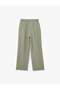 Viscose Cupro Fabric Elastic Waist Pocketed Straight Wide Leg Pants - 4