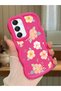 Samsung Galaxy A16 Compatible Shockproof Simple Red Silicone Phone Case Flower Pattern