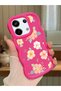 Poco X6 5g Compatible Shockproof Simple Red Silicone Phone Case Cover Flower Pattern