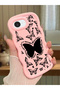 iPhone 17E Compatible Shockproof Simple Pink Silicone Phone Case Butterfly Pattern