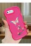 iPhone 7 Plus Compatible Shockproof Simple Red Silicone Phone Case Butterfly Pattern