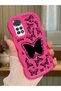 Redmi Note 11 Compatible Shockproof Simple Red Silicone Phone Case Butterfly Pattern