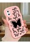 iPhone X Compatible Shockproof Simple Pink Silicone Phone Case Butterfly Pattern