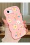 iPhone Se 2022 Compatible Shockproof Simple Pink Silicone Phone Case Floral Pattern