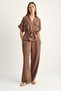 Women's Cocoa Adjustable Waist Detailed Short Sleeve Vest Elastic Waist Trouser Suit 7572 60286192 - 3