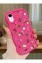 iPhone Xr Compatible Shockproof Simple Red Silicone Phone Case Flowers Pattern