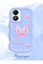 Vivo Y02S Compatible Shockproof Simple Blue Silicone Phone Case Butterfly Pattern - 2
