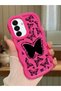 Samsung Galaxy A17 Compatible Shockproof Simple Red Silicone Phone Case Butterfly Pattern