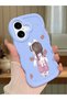 iPhone 17 Compatible Shockproof Simple Blue Silicone Phone Case Girl Pattern