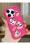 Shockproof Simple Red Silicone Phone Case Panda Pattern Compatible with iPhone 15 Pro - 2
