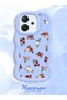 Oppo Reno 14F Compatible Shockproof Simple Blue Silicone Phone Case Flower Pattern - 2