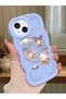 Simple Blue Silicone Phone Case Kitty Pattern Compatible with iPhone 13 Shockproof - 2