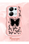 Poco M6 Pro 4g Compatible Shockproof Simple Pink Silicone Phone Case Butterfly Pattern - 2