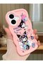iPhone 16 Compatible Shockproof Simple Pink Silicone Phone Case Kuromi Pattern