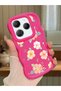 Infinix Hot 40 Compatible Shockproof Simple Red Silicone Phone Case Flower Pattern