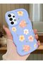 Samsung Galaxy A73 Compatible Shockproof Simple Blue Silicone Phone Case Cover Flower Pattern