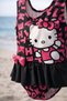 Girl's Bow Detailed Character Printed Black 3-7 Years Old Girl's Sea Beach Pool Swimsuit - 7