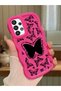 Samsung Galaxy A33 5g Compatible Shockproof Simple Red Silicone Phone Case Butterfly Pattern
