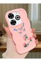 Infinix Smart 8 Plus Compatible Shockproof Simple Pink Silicone Phone Case Butterfly Pattern