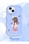 iPhone 13 Compatible Shockproof Simple Blue Silicone Phone Case Girl Pattern - 2