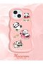 Simple Pink Silicone Phone Case Panda Pattern Compatible with iPhone 13 Shockproof