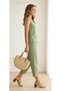 Khaki Colored Tril Tril Fabric Tan.Sel Sleeveless Top Carrot Cut Bottom Pants Set - 3
